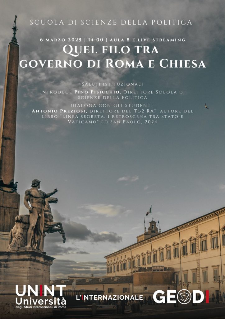 locandina dell'evento, sono presenti data, ora, luogo e programma dell'evento e i loghi unint e l'internazionale