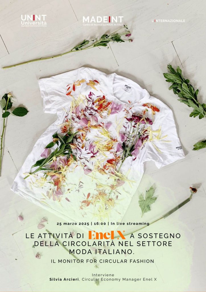 Locandina dell'evento Le attività di Enel X a sostegno della circolarità nel settore moda italiano. Il Monitor for Circular Fashion