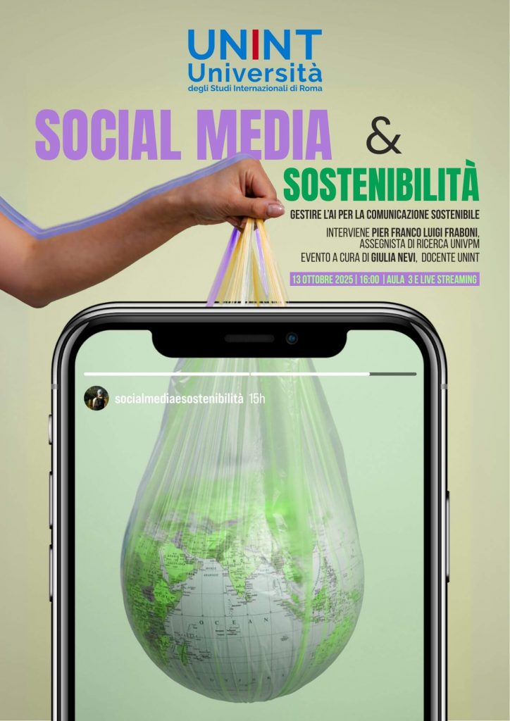 Locandina dell'evento Social media e Sostenibilità