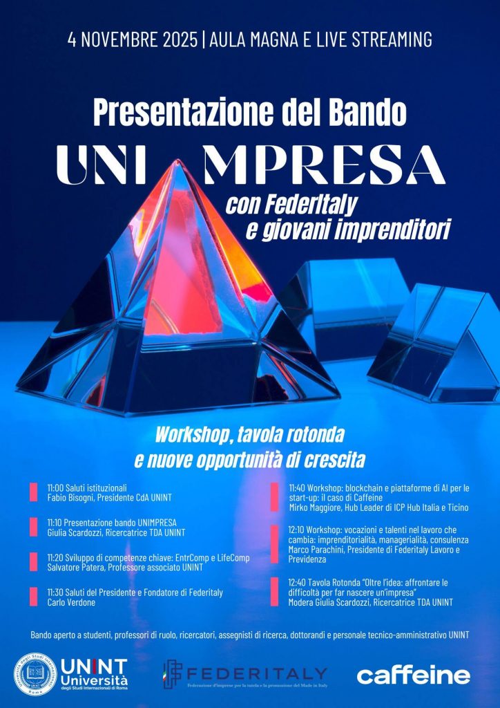 Presentazione del Bando Unimpresa con FederItaly e giovani imprenditori: workshop, tavola rotonda e nuove opportunità di crescita