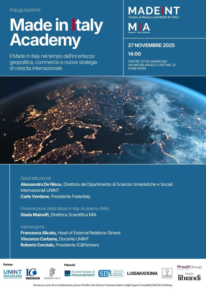 Locandina della Made in Italy Academy (MIA) UNINT